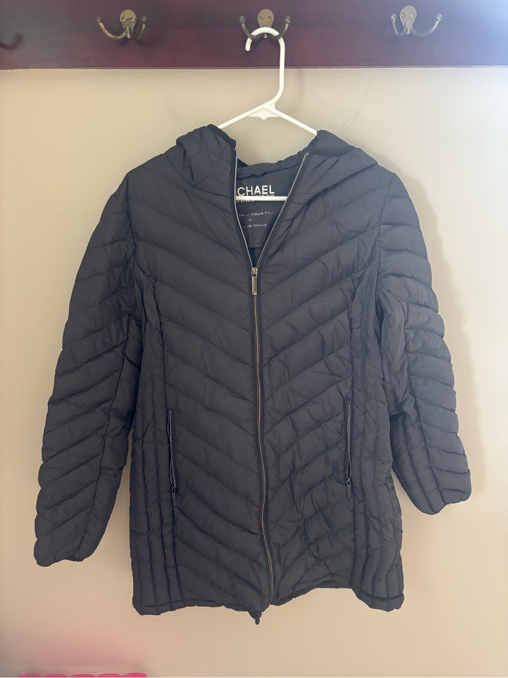 Michael Kors Charcoal Black Quilted Hooded Puffer Jacket M